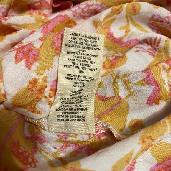 Free People Wrap Blouse in Orange and Yellow with Long Sleeves - Picture 13 of 14